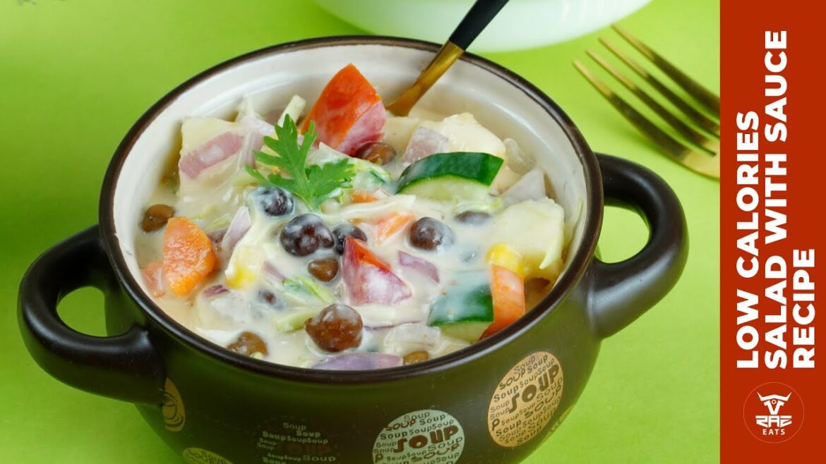 Low-Calorie Salad with Creamy Yogurt Sauce | Healthy & Tasty Recipe by RazEats Low-Calorie Salad with Creamy Yogurt Sauce | Healthy & Tasty Recipe by RazEats