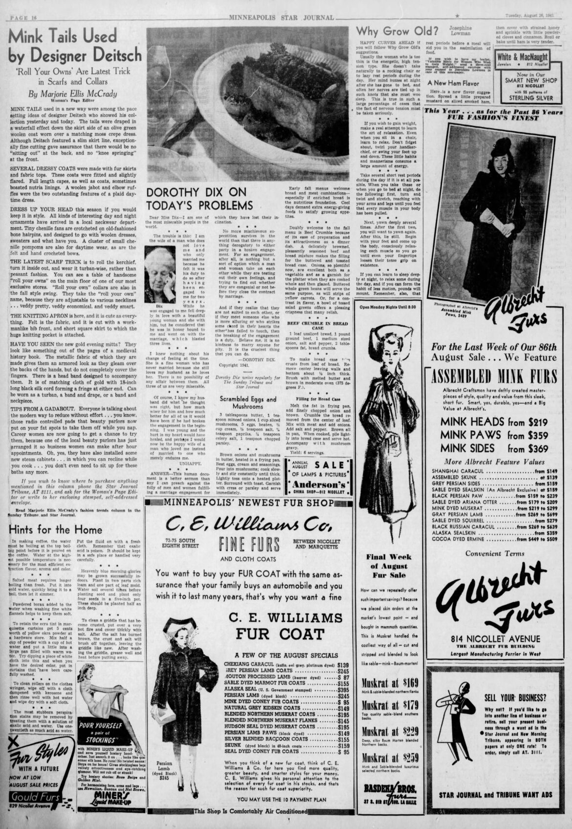 August 26, 1941: Scrambled Eggs and Mushrooms & Beef Crumble in Bread Case