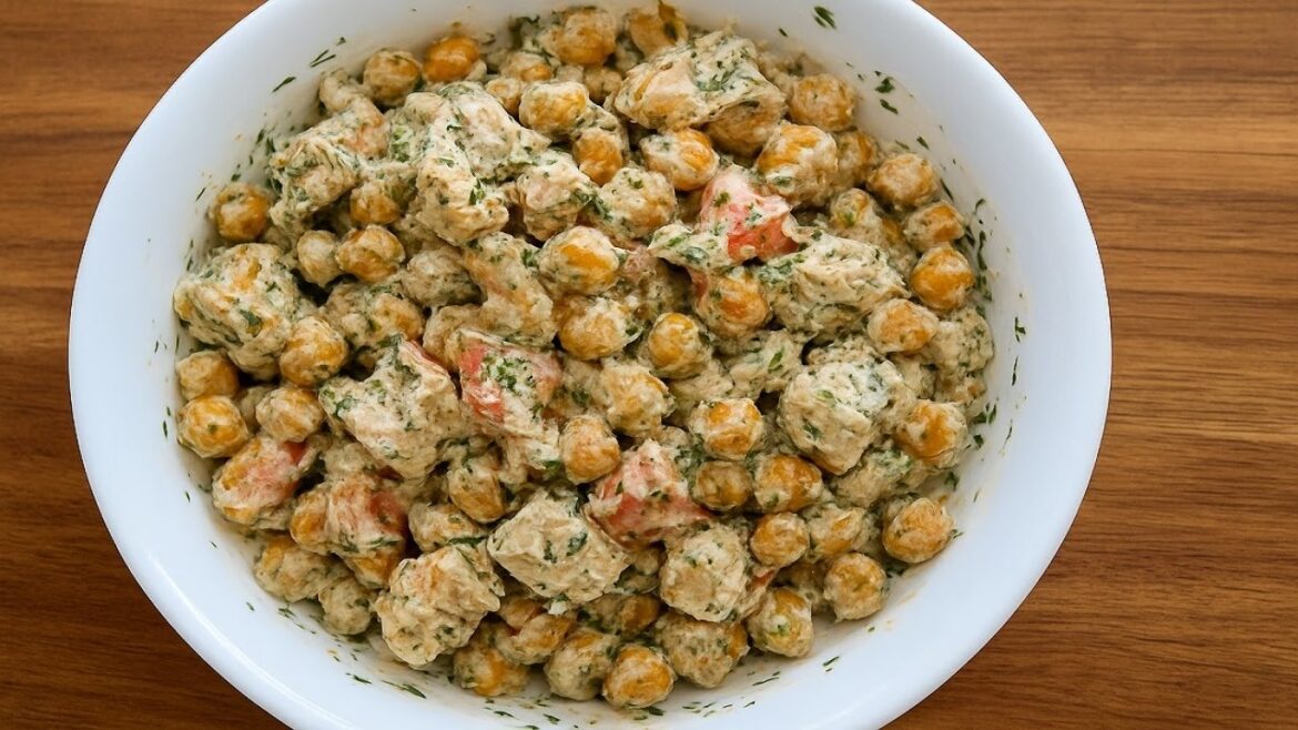 High-Protein Chickpea Tofu Salad | Low-Cal, High-Fiber & Weight-Loss Friendly #food #asmr #airfryer