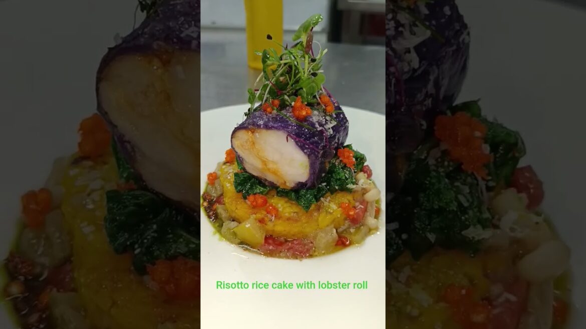 risotto rice cake with lobster roll