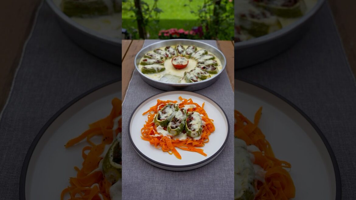 Gefüllte Zucchini Dolma | Oven Baked Stuffed Zucchini Dolma | Fırında Kabak Dolması - #shorts