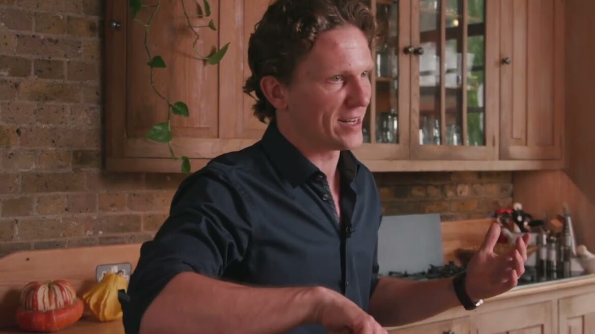 Pancetta-wrapped monkfish with asparagus risotto and a sage pine nut crunch