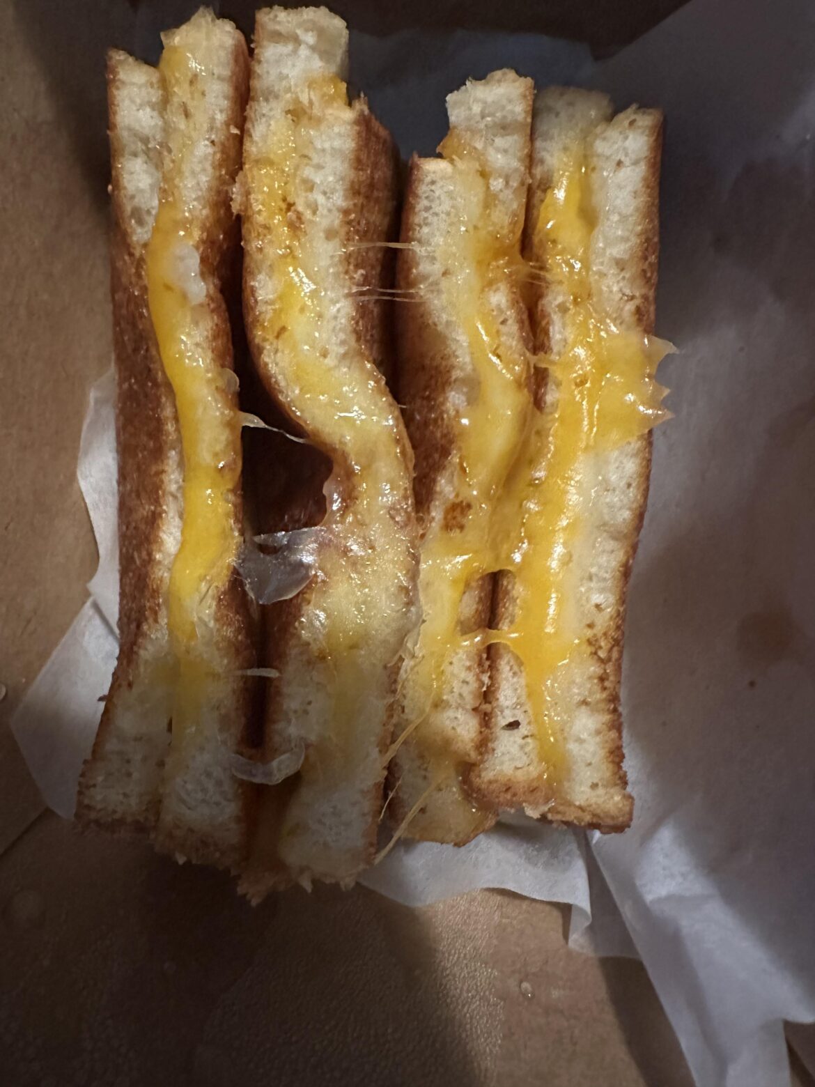 A restaurant I order my grilled cheeses at serves them in 2 sandwiches stacked.