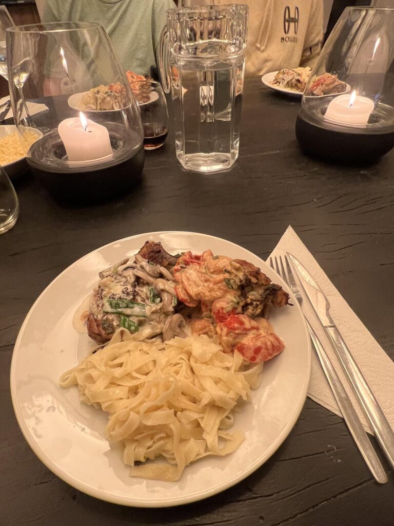 Dinner with family and friends