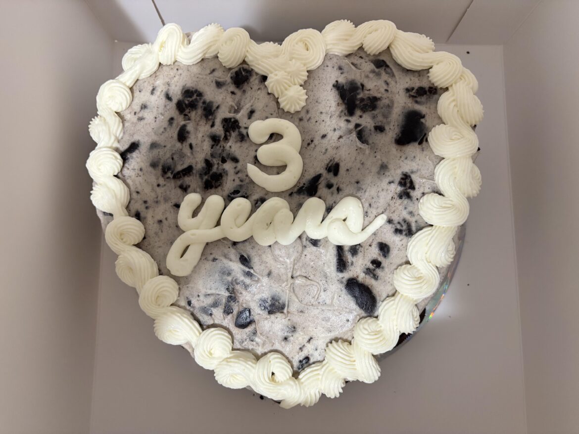 One of my very best friends is celebrating 3 years of sobriety and asked me to make her a cookies and cream cake.