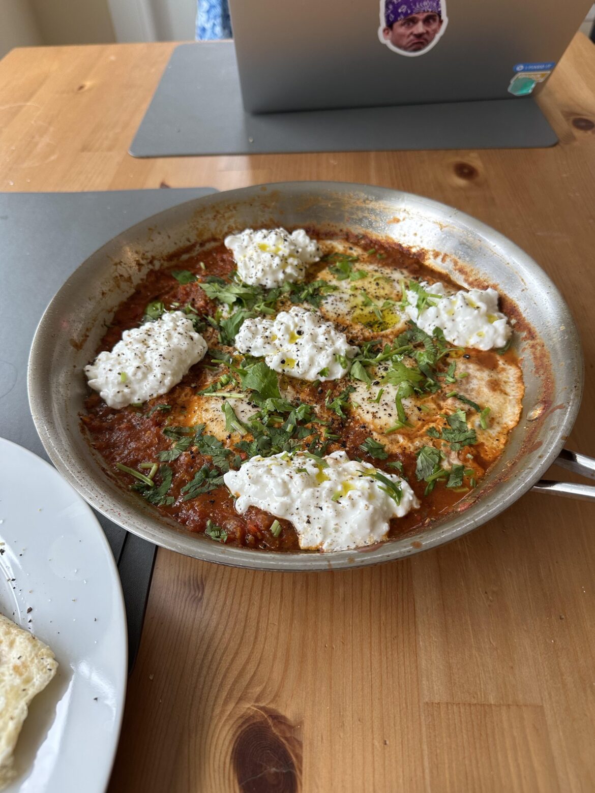 High Protein Shakshuka (Cottage cheese on top)