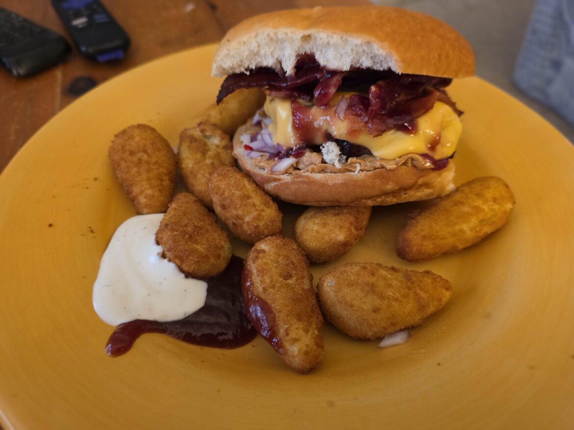 Peanut butter jelly bacon cheeseburger