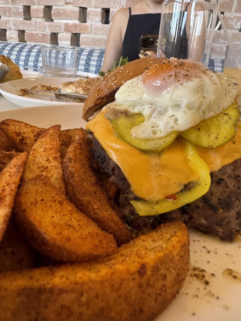 Amazing Brunch. Didn’t know I could, but I ate all of this. My gf had 1 biscuit with her steak and eggs 😂