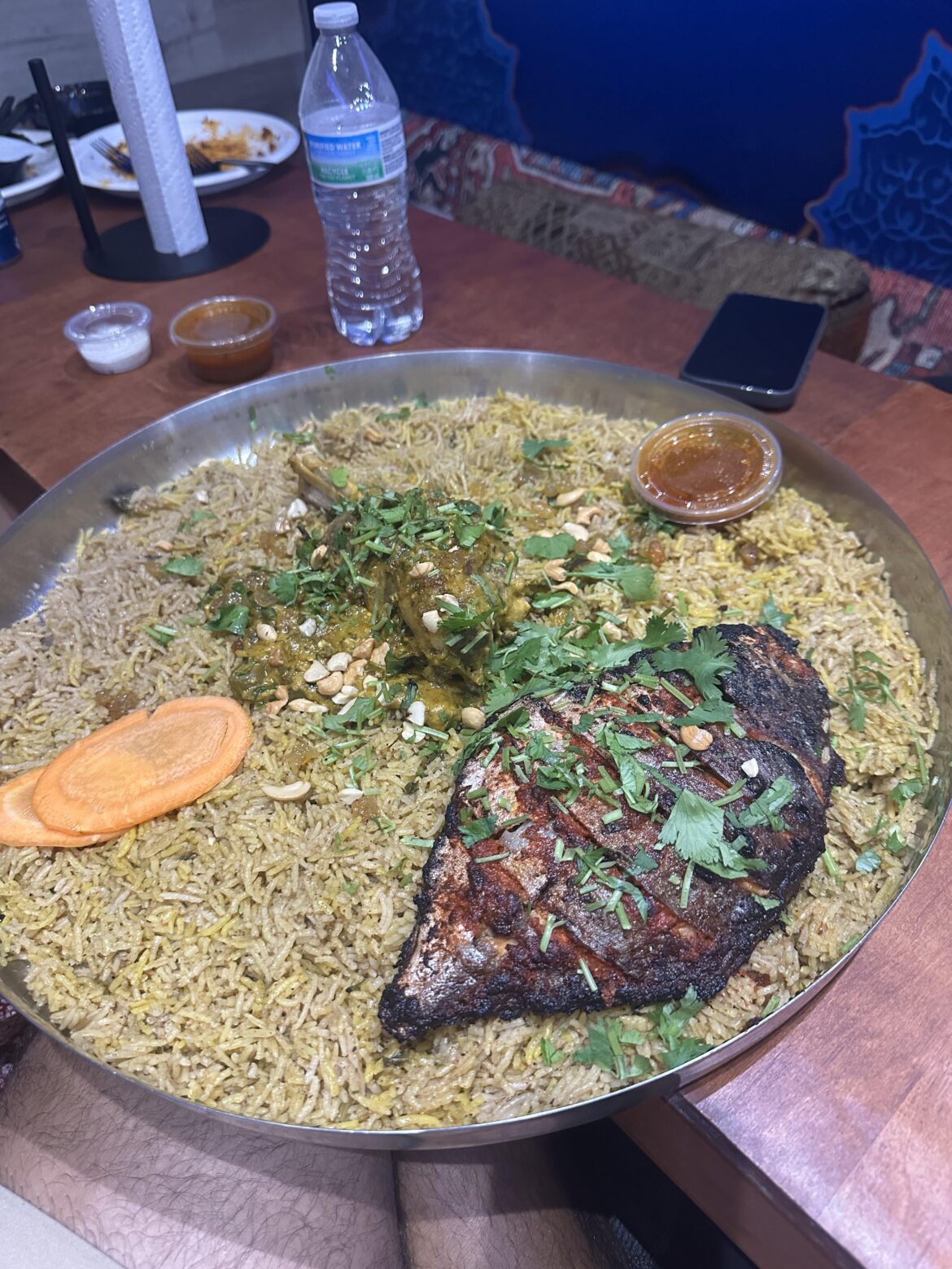 Spicy lamb and Grill Fish Mandi at Hashtag India in Leander.