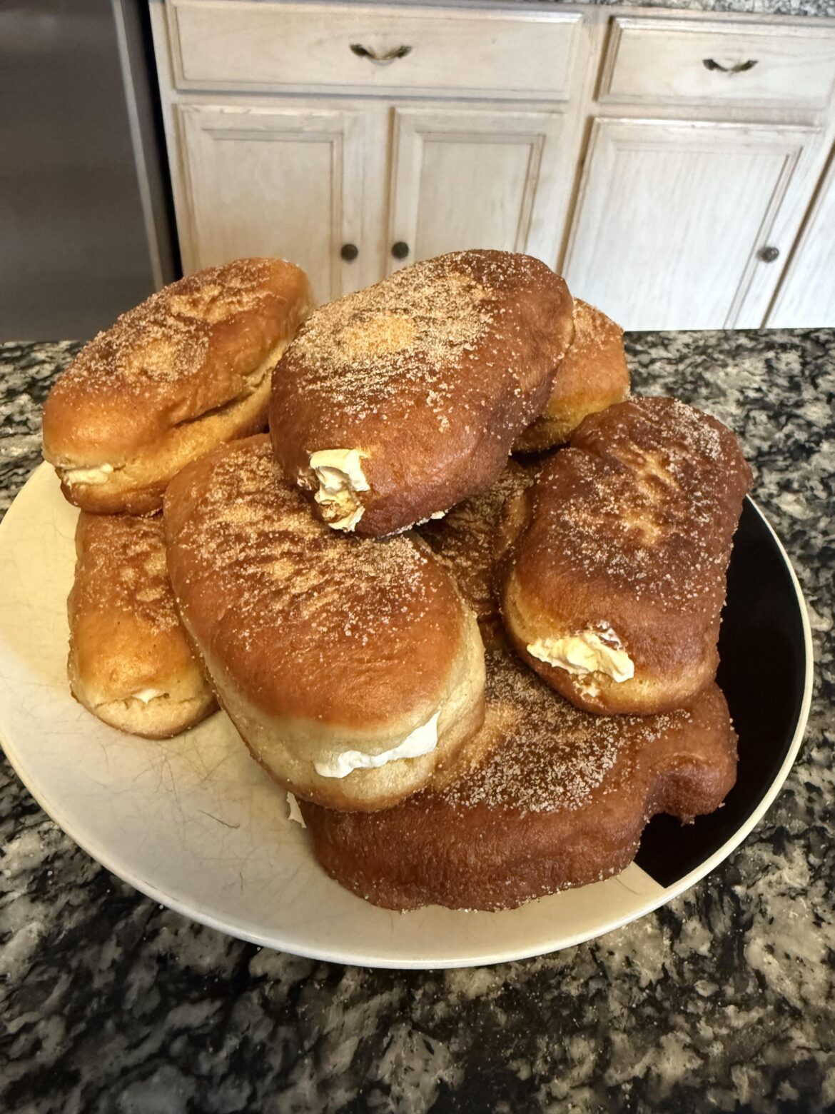 Judges, I present to you Churro Cheesecake Donuts from scratch