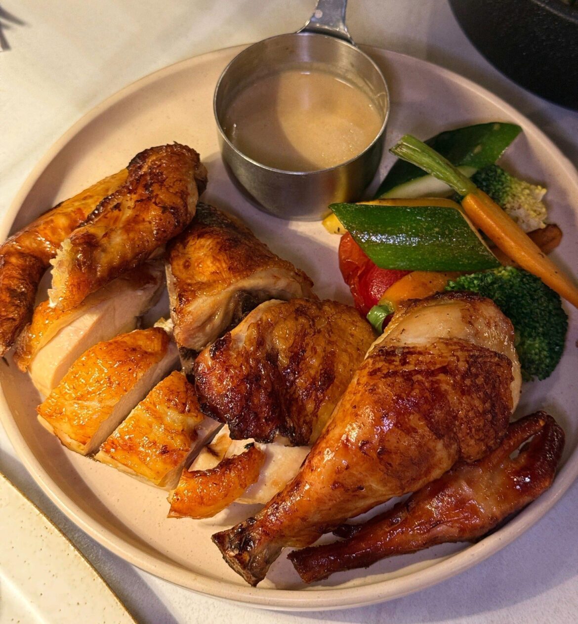 Slow-roasted garlic butter chicken.