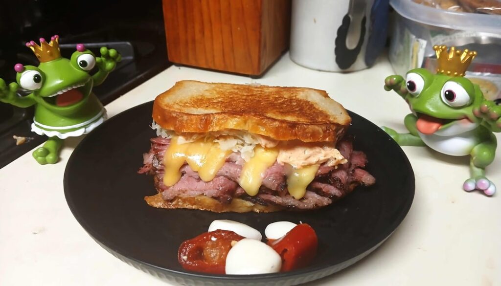 Medium-Rare Pastrami Reuben (method in comment) Medium-Rare Pastrami Reuben (method in comment)