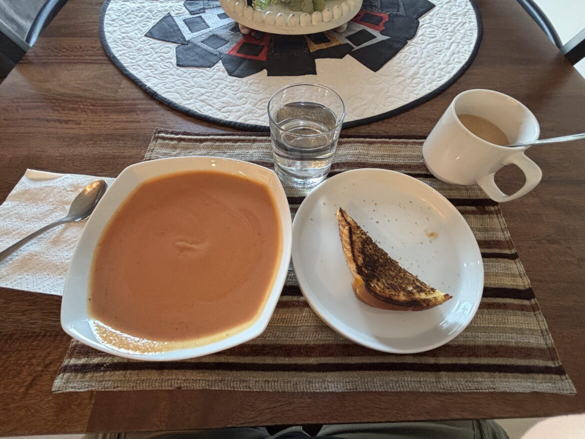 Grilled Cheese and Tomato Soup for Breakfast