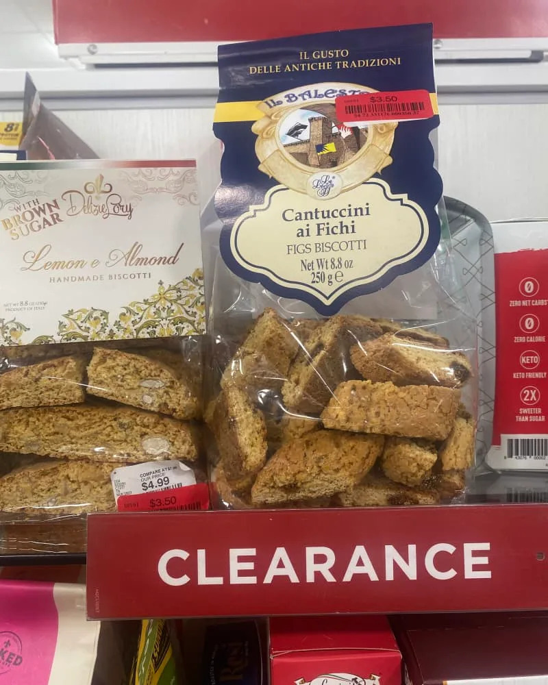 Fig and Lemon Almond Biscotti on shelf at Marshalls