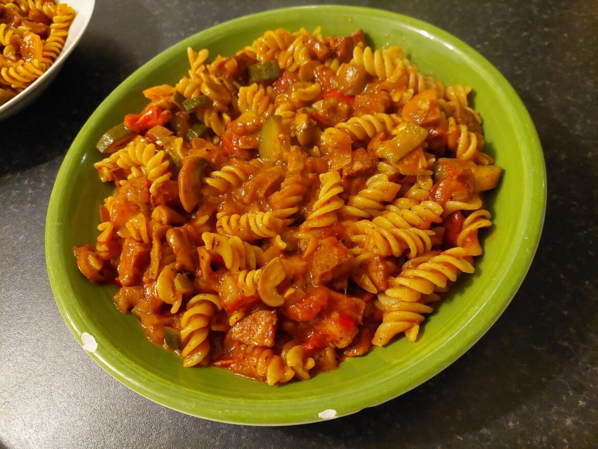 Kielbasa pasta, a staple of mine!