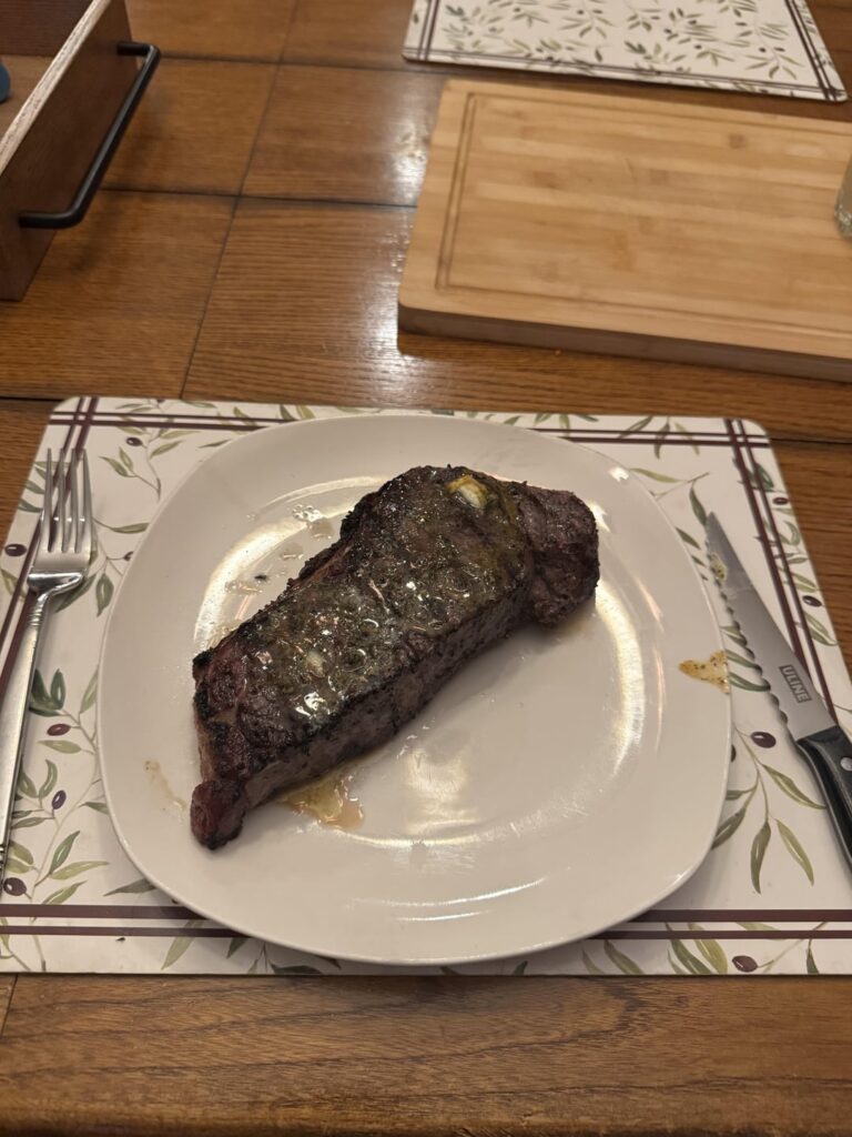 [homemade] new york strip steak with cowboy butter