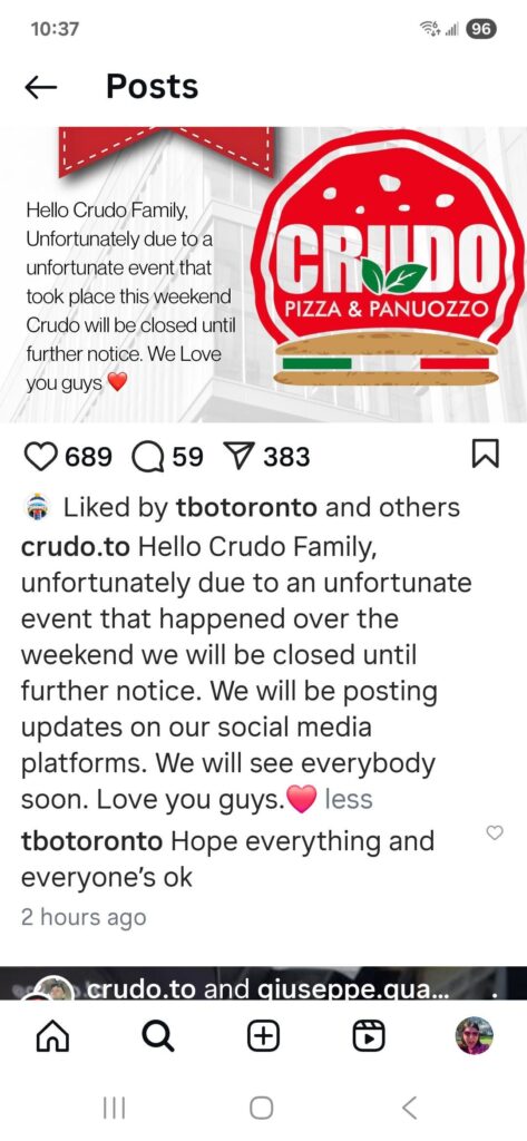 Crudo closed????