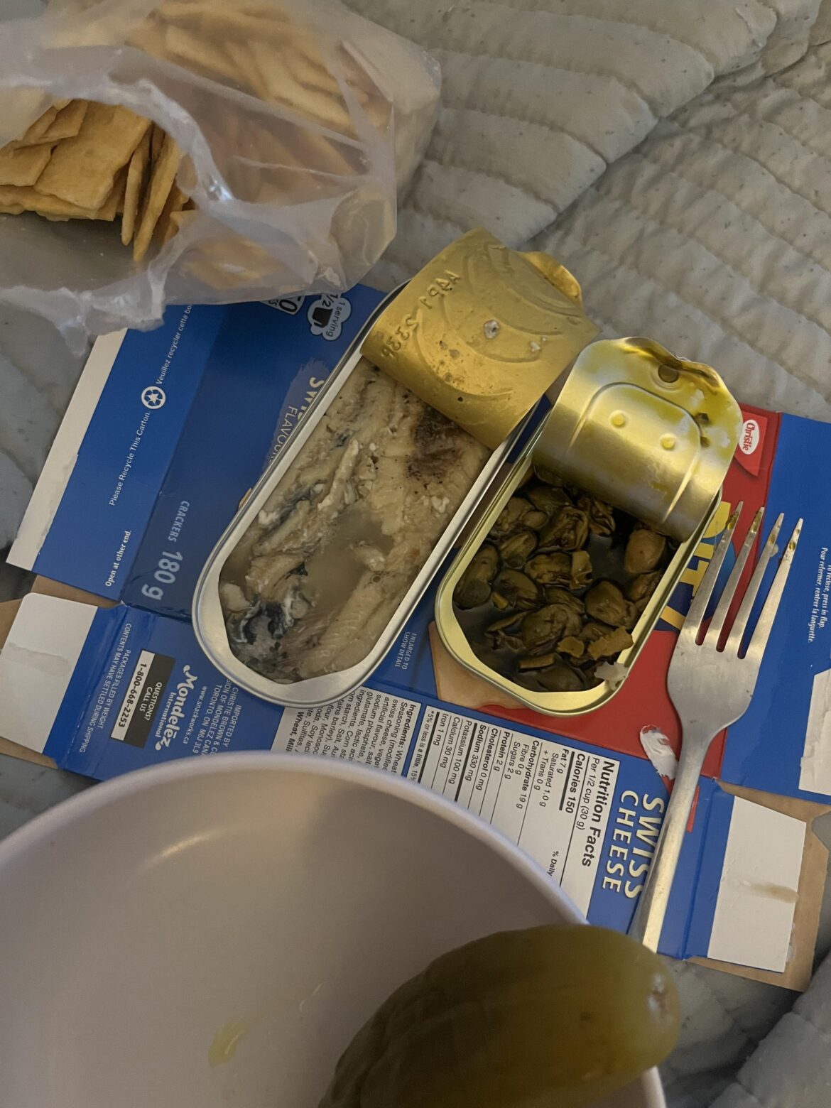 Having a hard time. So it’s dollar store sardines and mussels in bed with reruns.