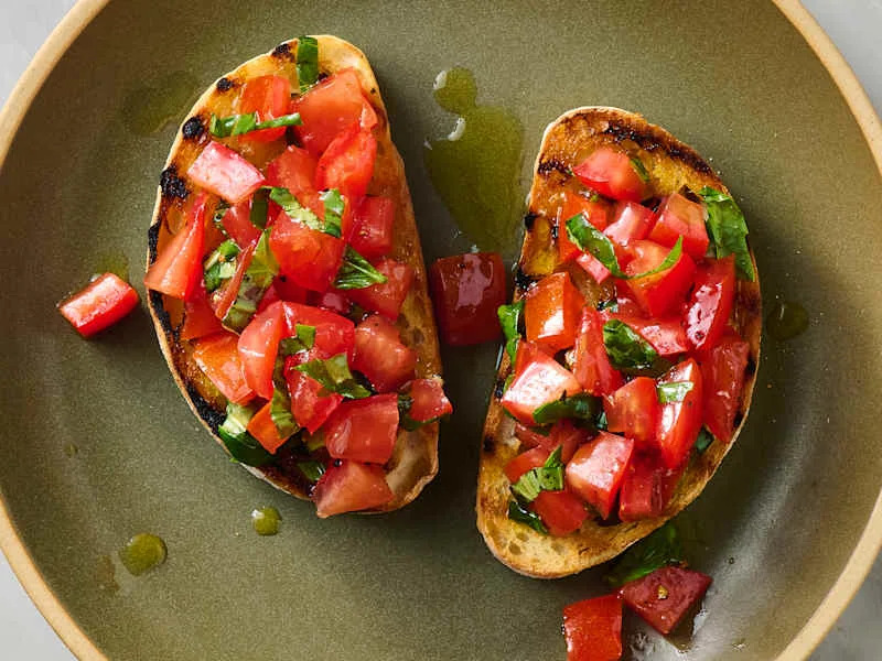 recipetin bruschetta recipe on a plate
