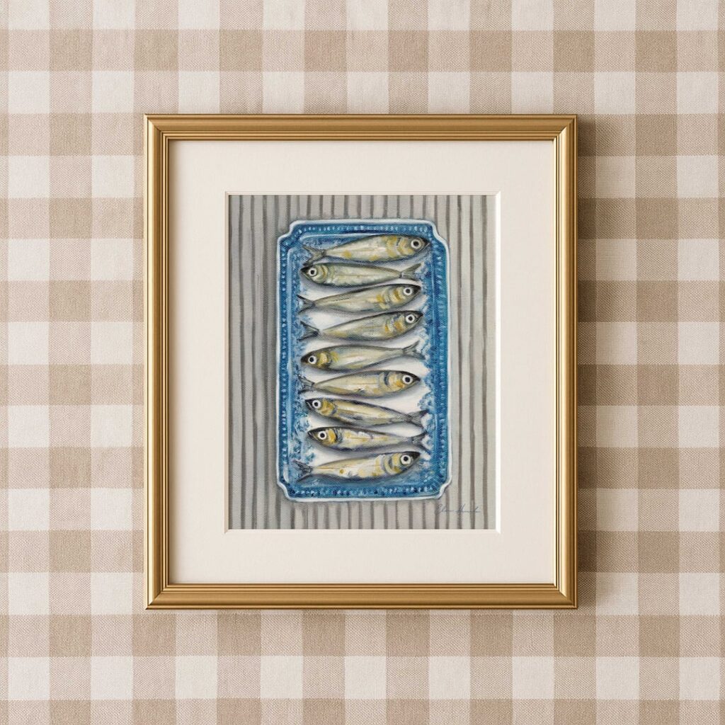 After so many of you loved my sardines line drawing, I had to bring them to life in my favorite medium—oil paint!