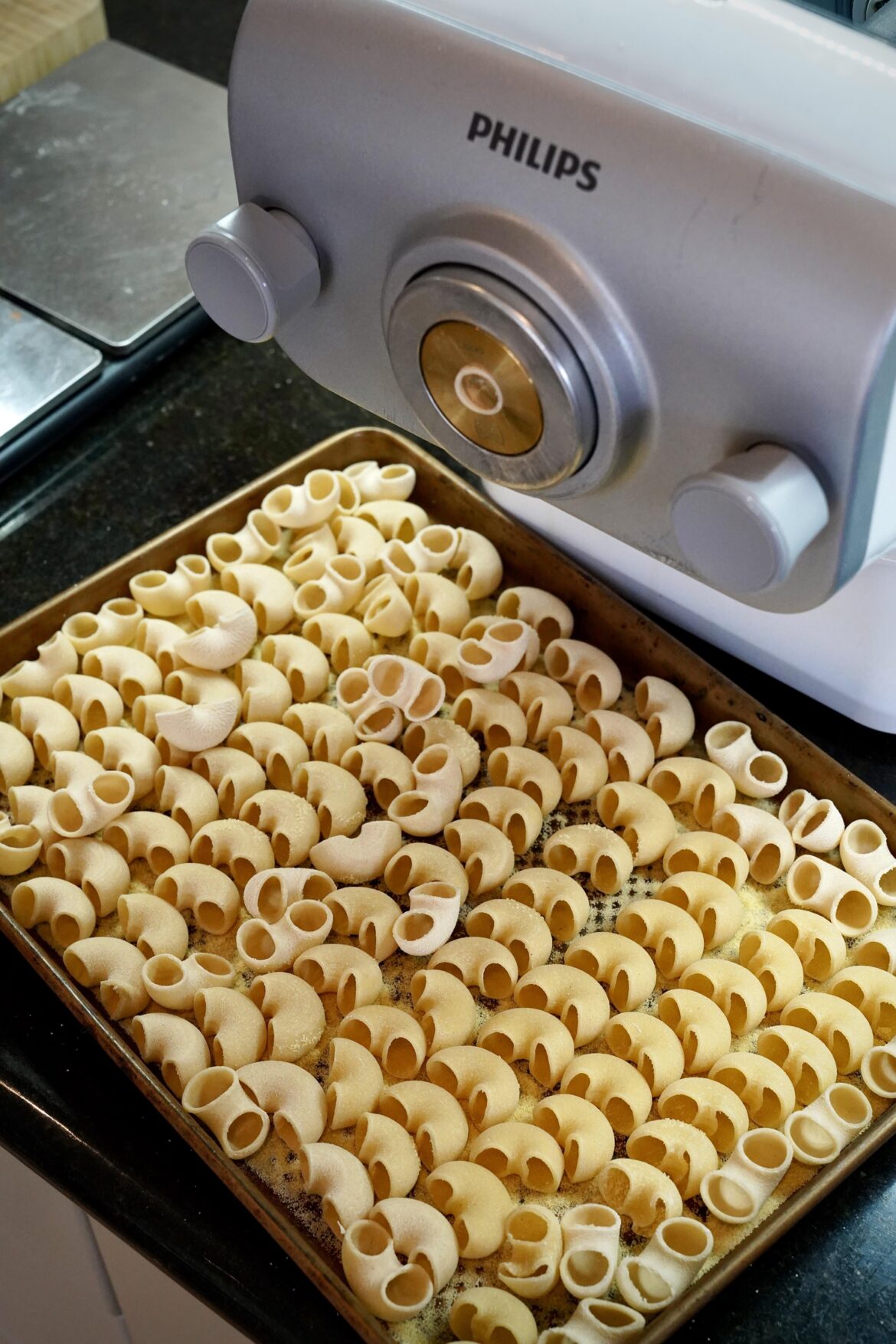 Home-Extruded Canestri Pasta.