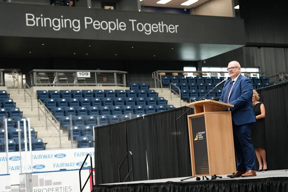 Steinbach MLA Kelvin Goertzen at the grand opening for the Southeast Event Centre said this is just part of the continuing journey of growth in Steinbach.
