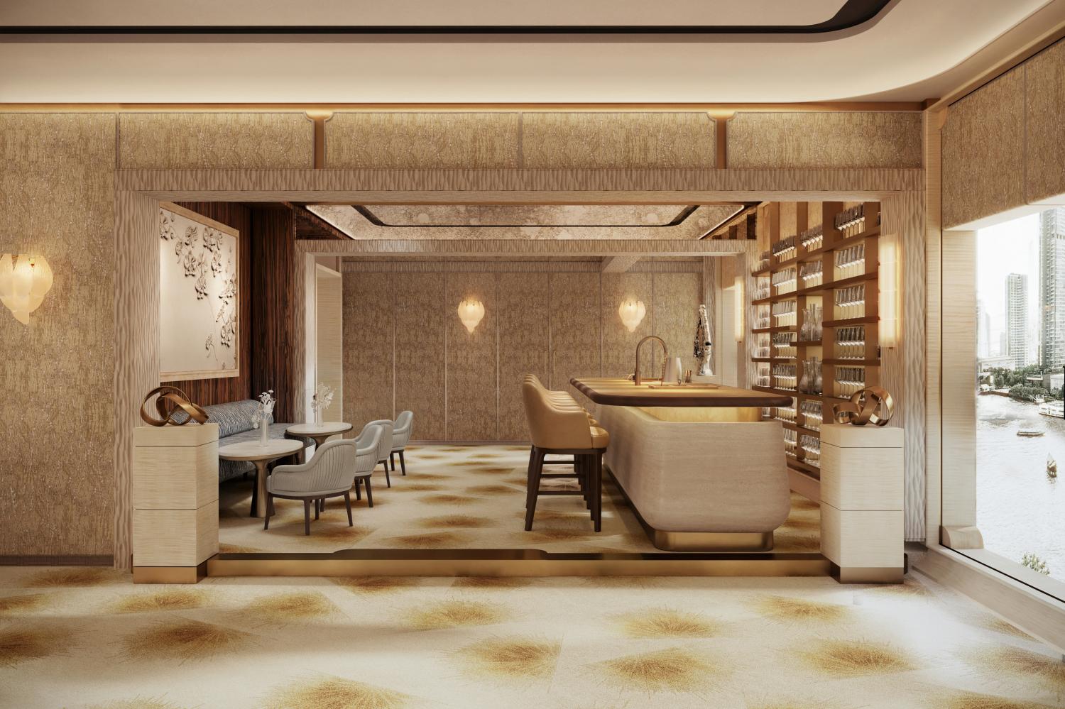 Renderings of Anne-Sophie Pic at Le Normandie, which opens next month. Mandarin Oriental Bangkok