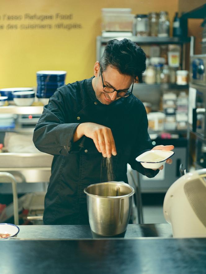 Chef Haitham Karajay at La Résidence, at the Ground Control food court, in Paris's 12th arrondissement.