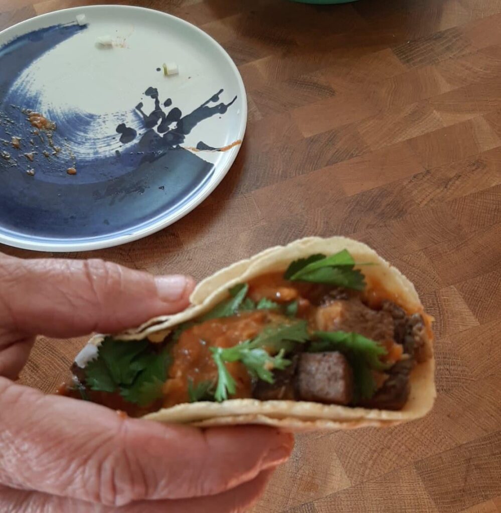 Homemade taco de lengua in Portugal