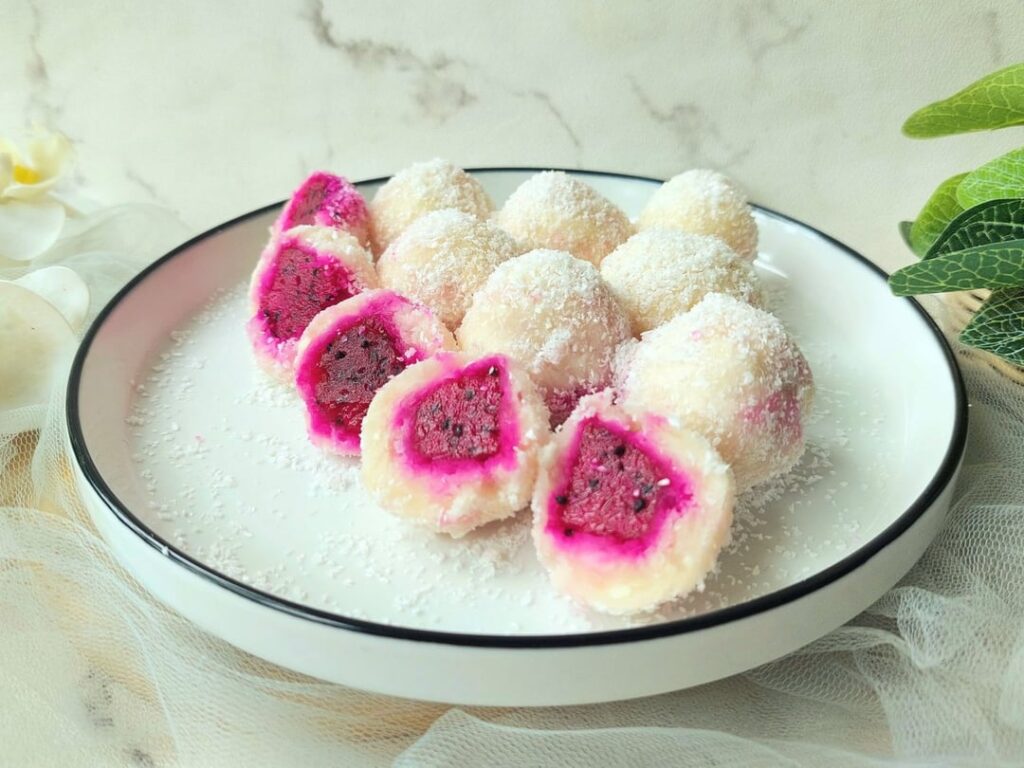 Cassava Bals With Dragon Fruit Stuffing