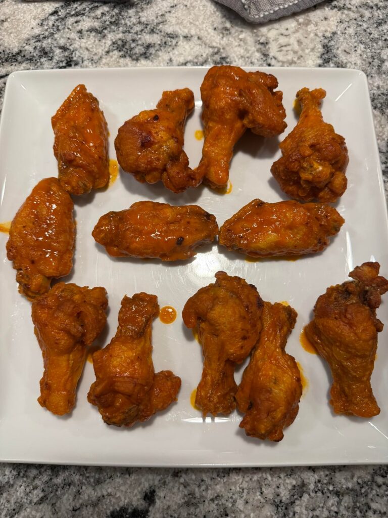 Double fried, Franks and butter. Crispiest wings I’ve ever made.