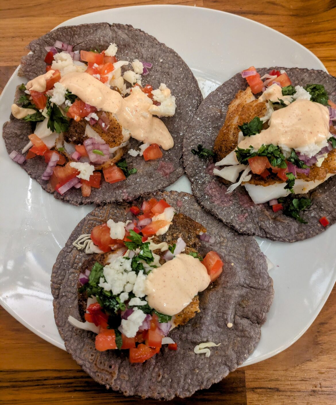 Blackened Fish Tacos on Homemade Corn Tortillas