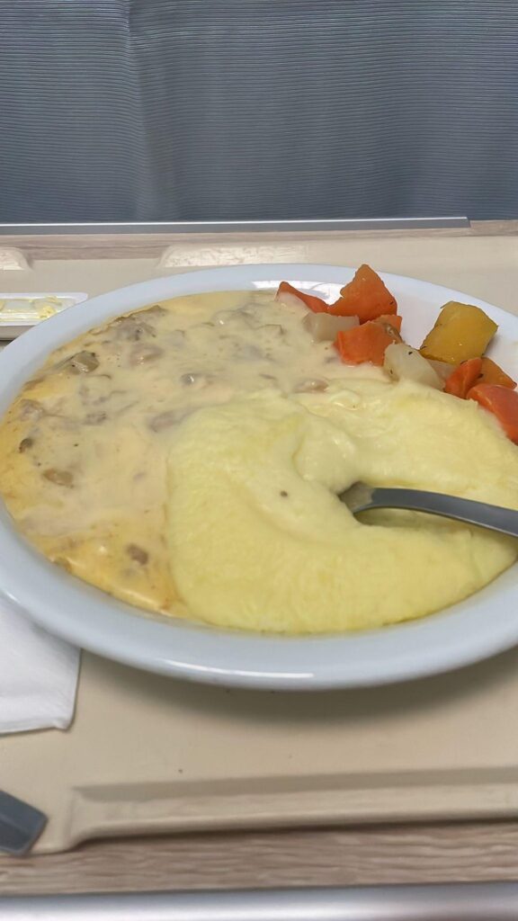 Hospital lunch my brother was served yesterday.
