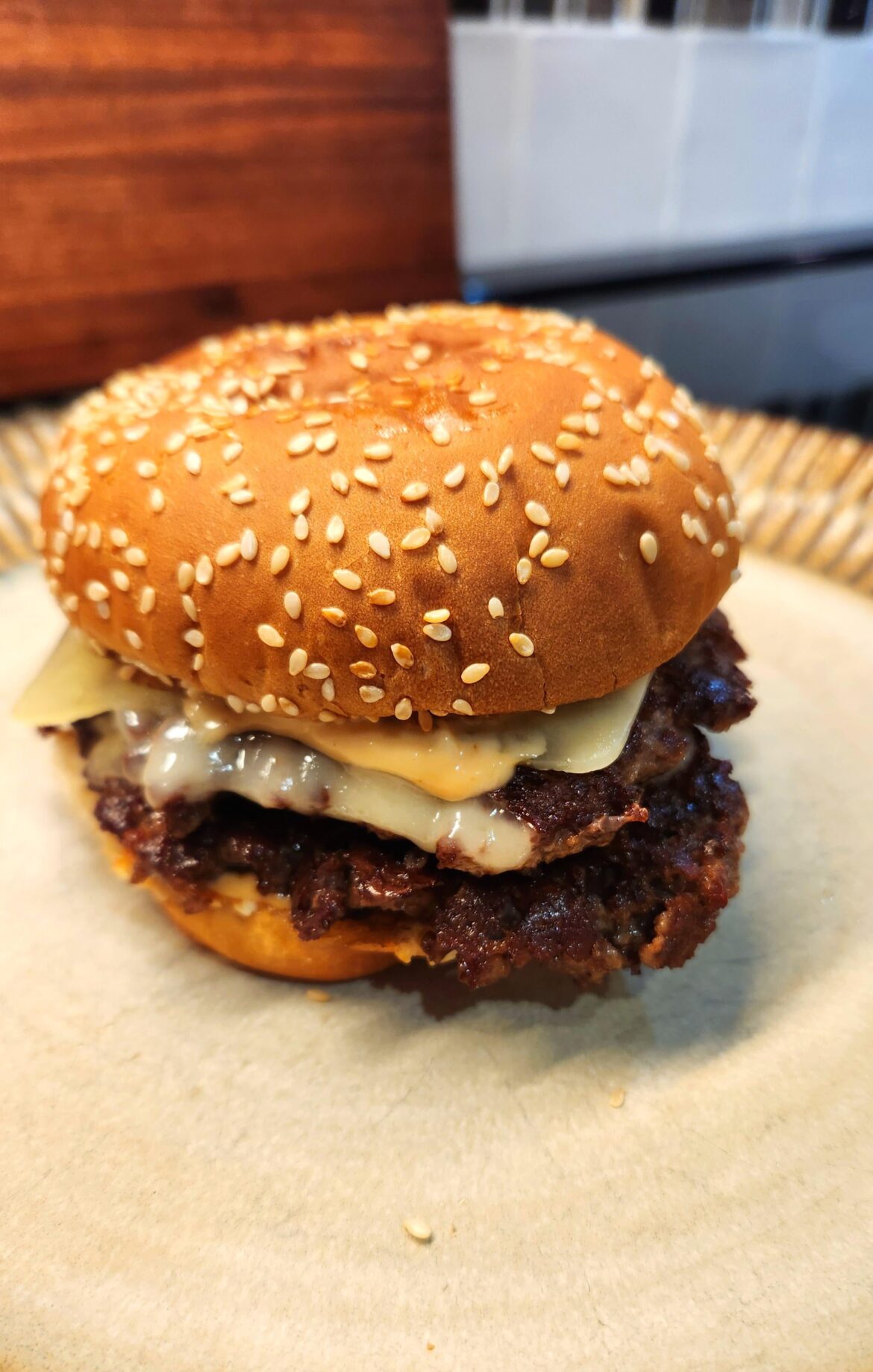 Double Swiss smash burger