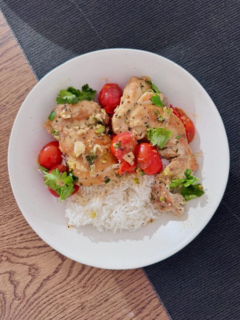 Dijon Chicken With Tomatoes and Scallions