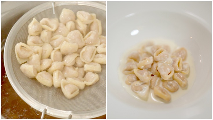 Tortellino: Modenese miniature stuffed pasta, creamy 36 months aged Parmigiano Reggiano sauce