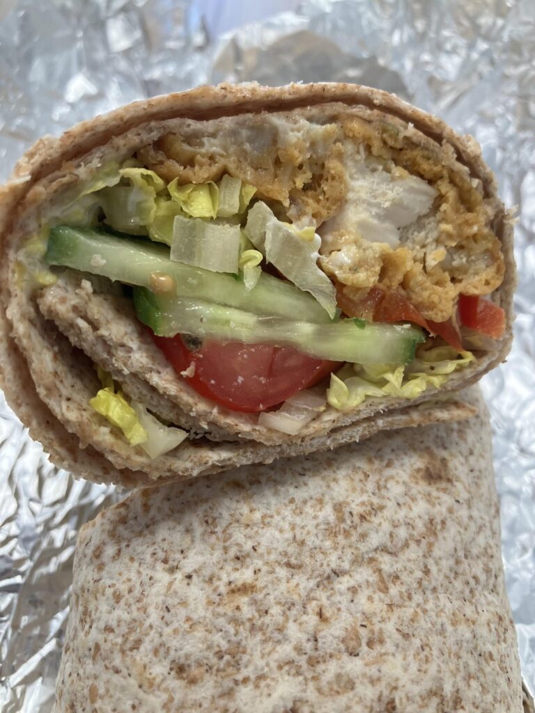 Light lunch wrap and fruit