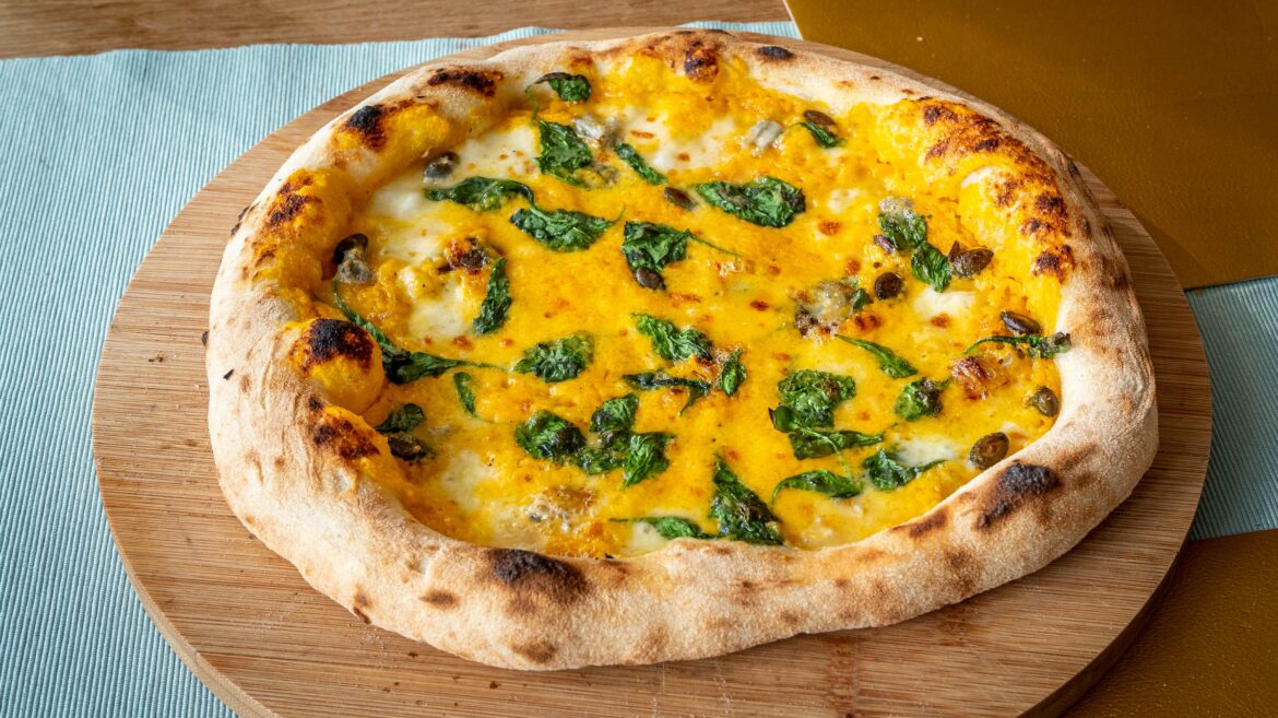 Butternut pumpkin, spinach and gorgonzola