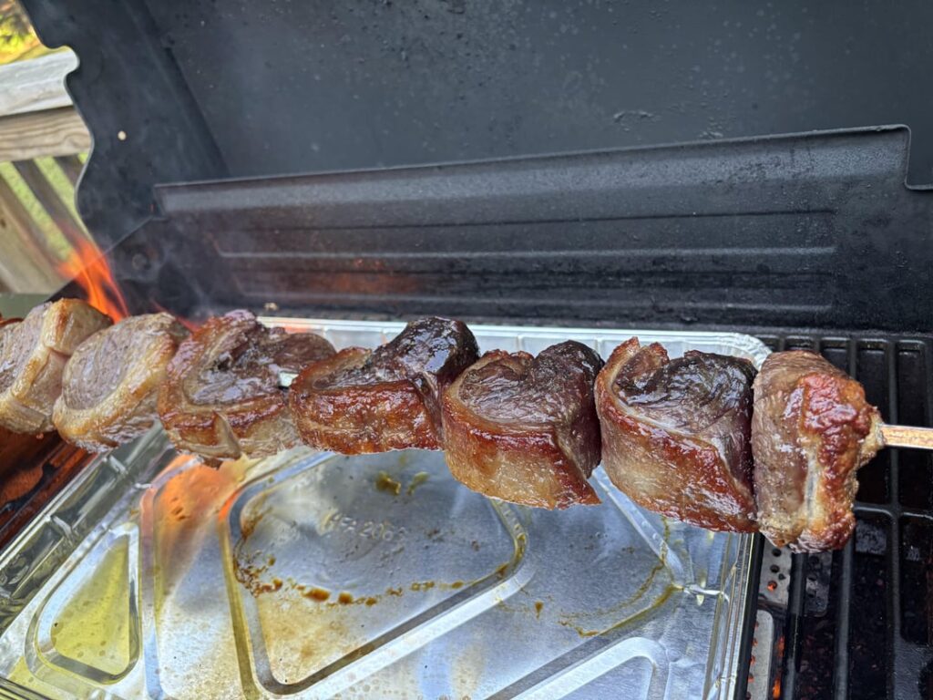 48-hour dry aged, then rotisseried and seared picanha steaks.