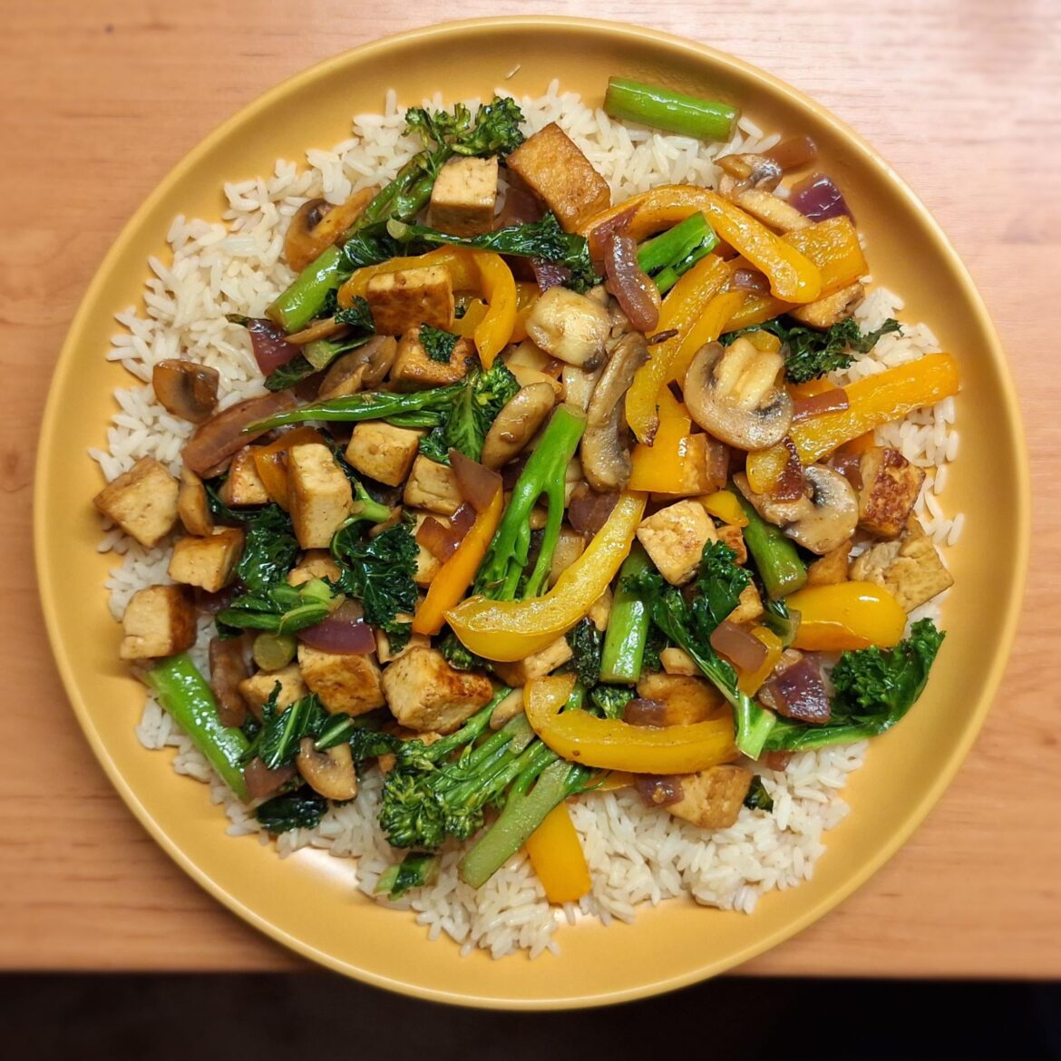 Tofu, vegetables and good ol' Old El Paso seasoning