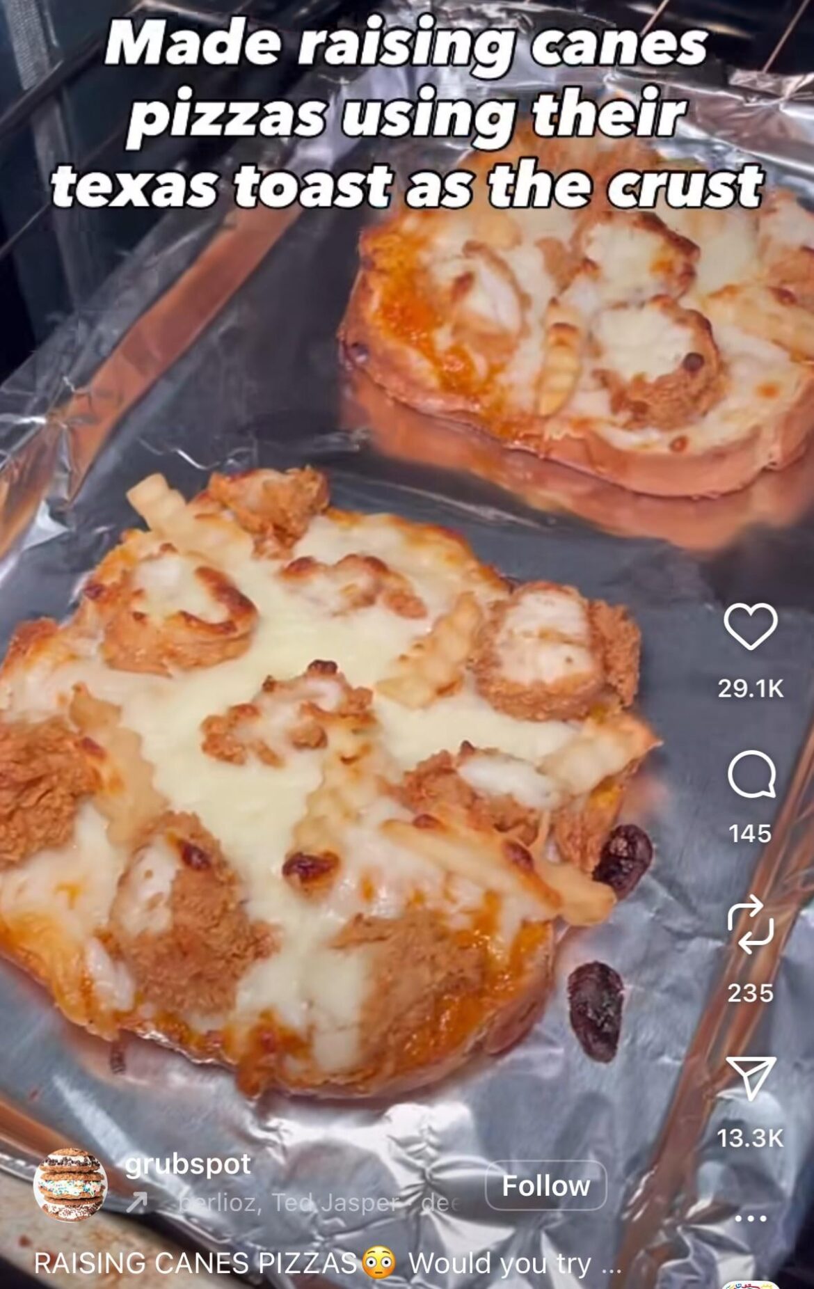 Made Raising Canes Pizza Using Their Texas Toast as the Crust