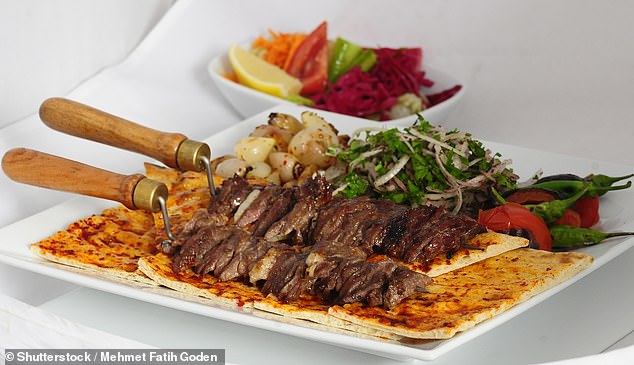 Ninth place went to Ca¿ kebab¿, a traditional dish which is said to have originated in Erzurum Province, Turkey (stock photo)