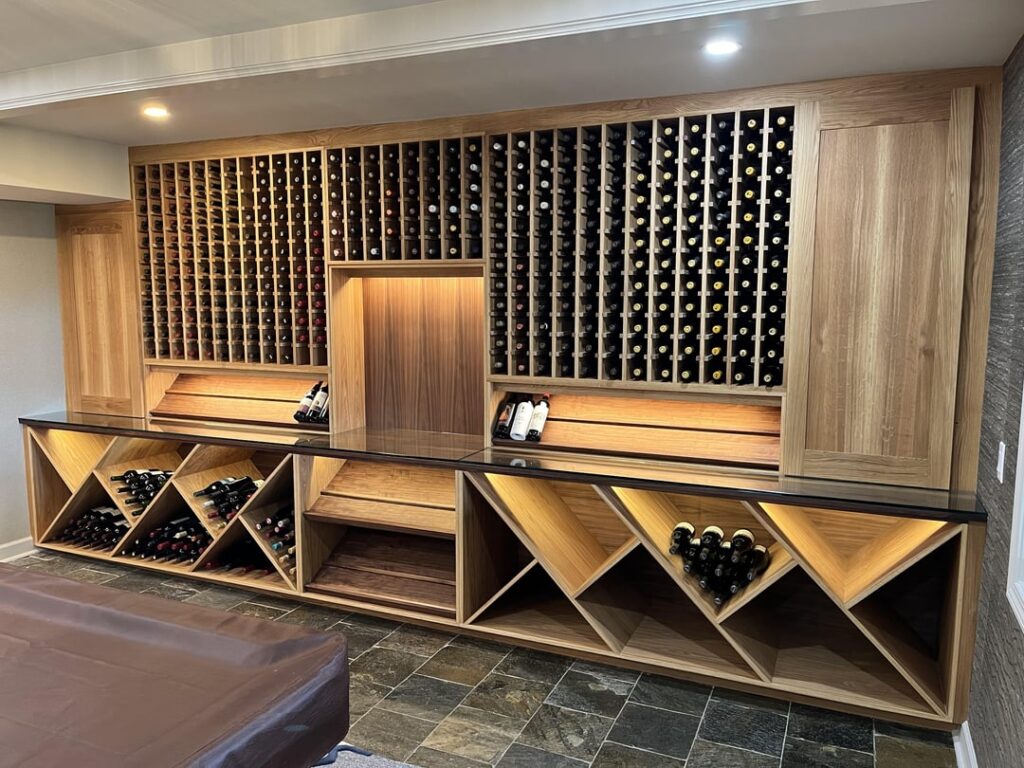 Sharing a recent project - White Oak and Walnut cellar / wall
