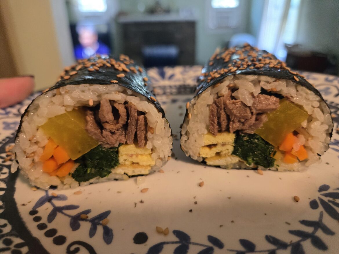 Tried my hand at making gimbap