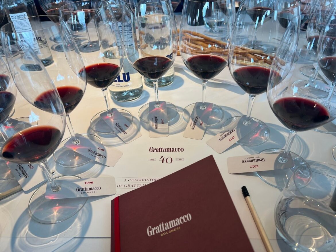 Grattamacco at 40: a vertical, a Vermentino, and a very good lunch