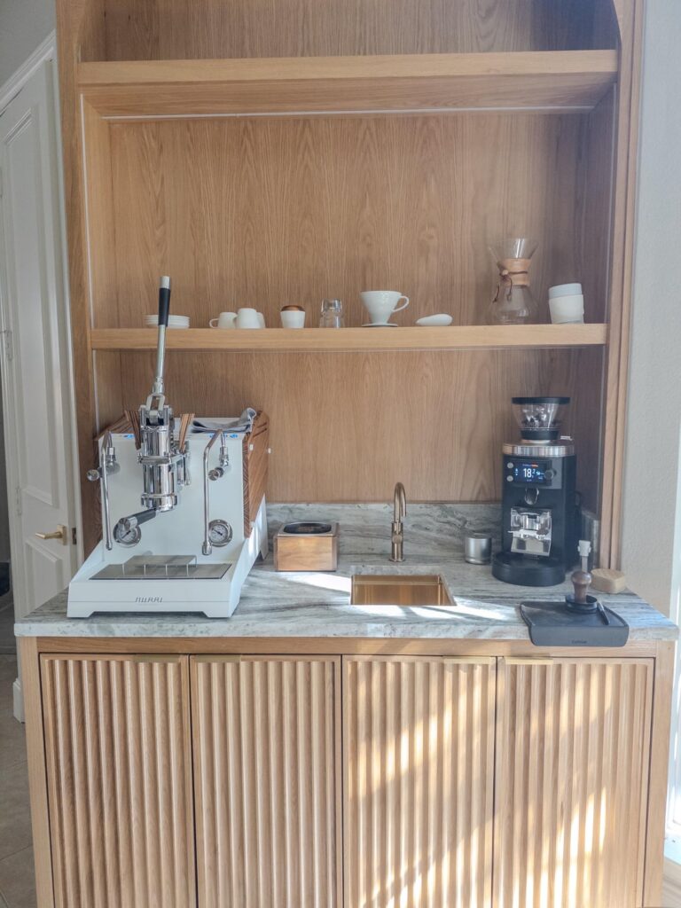 Custom fluted oak coffee station build with plumbed-in Nurri Leva Custom fluted oak coffee station build with plumbed-in Nurri Leva