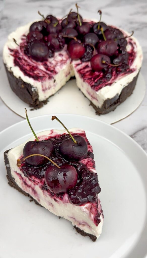 No bake cherry swirl cheesecake