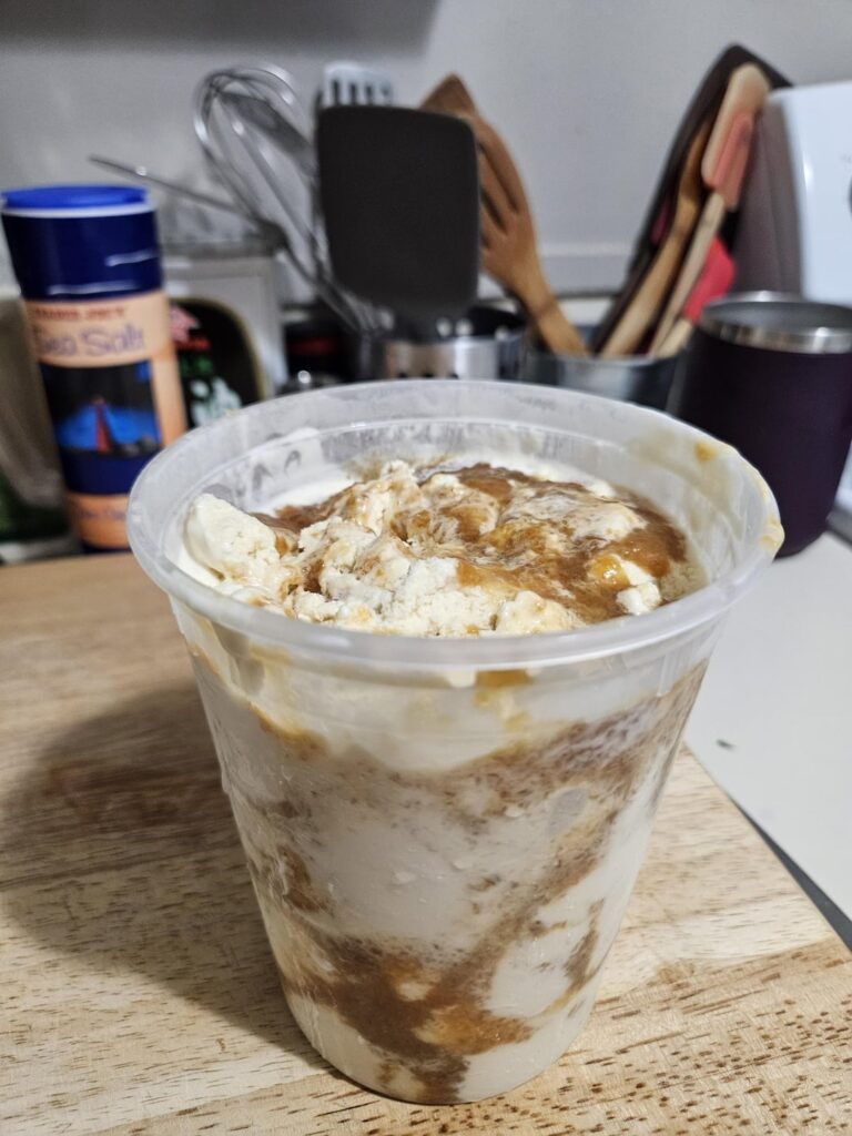 Homemade bourbon peach ice cream