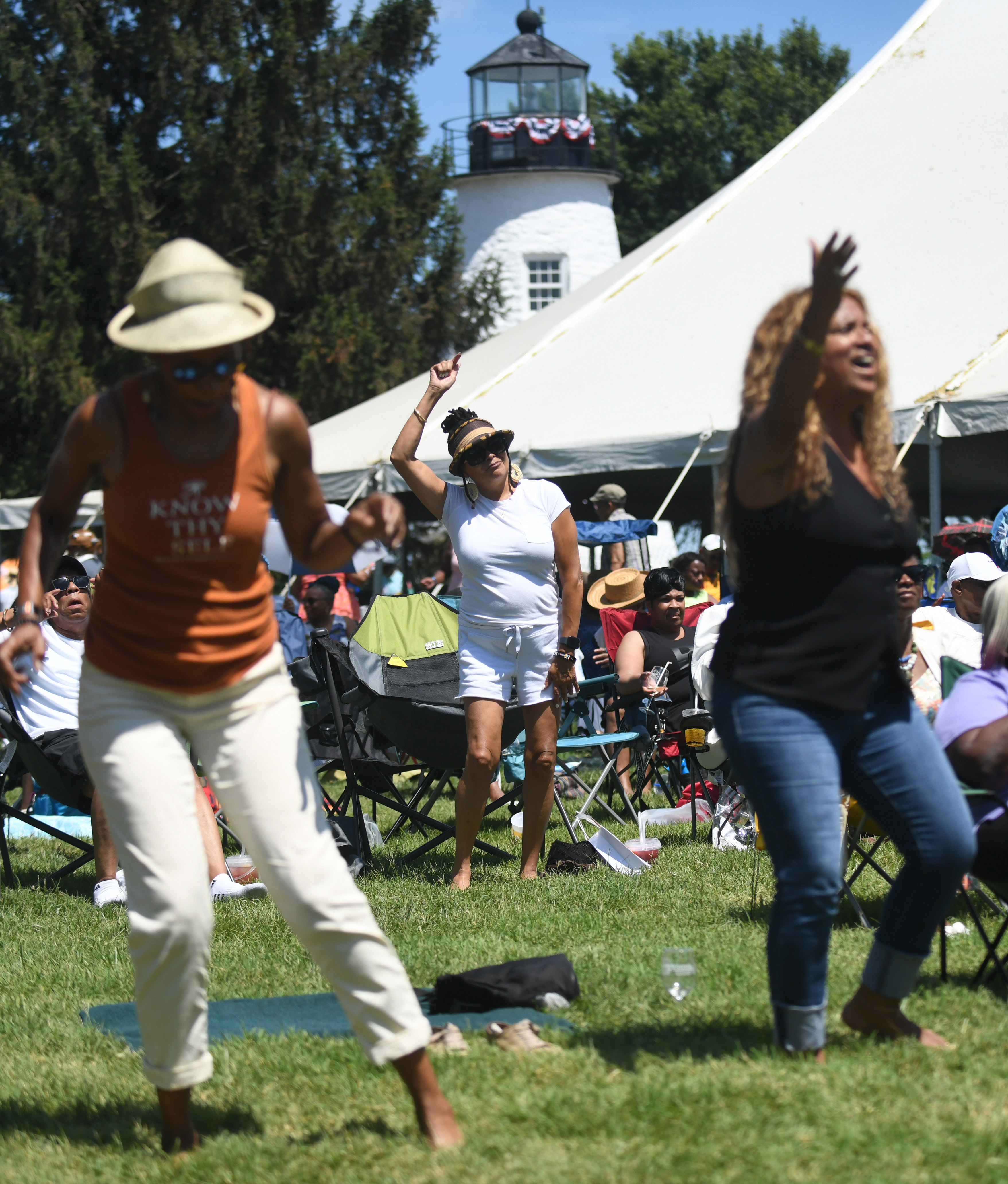 Antendees dance to a musical performance during the Arts, Wine Jazz & Soul Festival in Havre de Grace on Saturday. Proceeds from the event benefit the Havre de Grace Colored School Foundation. (Brian Krista/Staff)