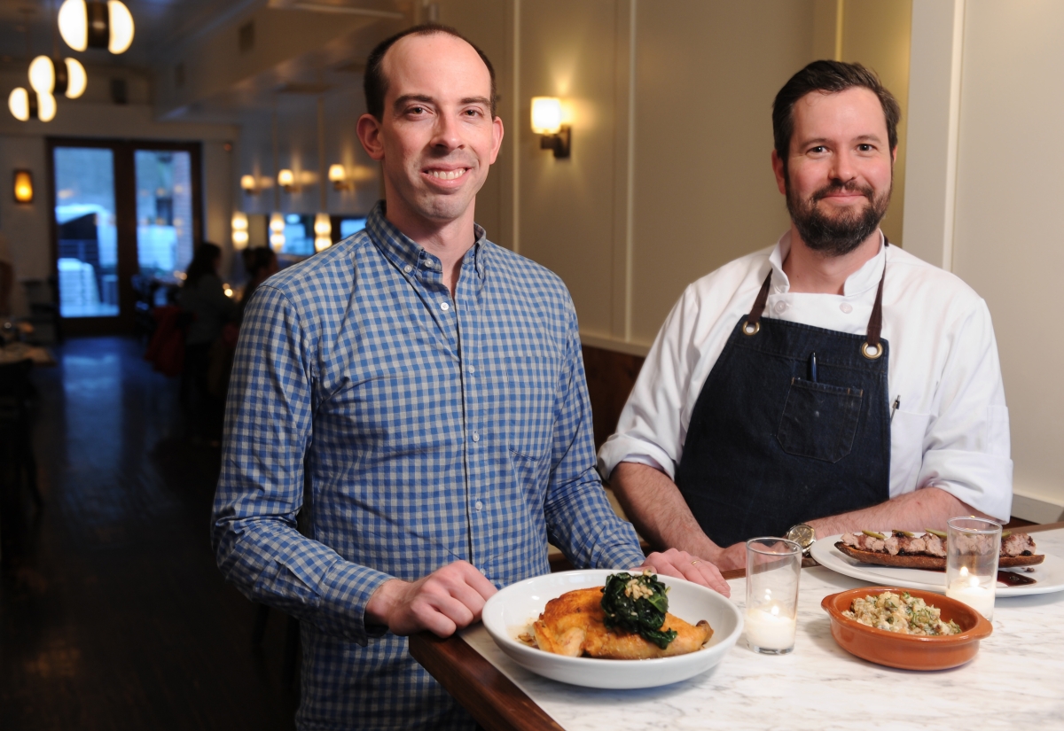 Doug Crowell, co- owner, and Ryan Angulo, chef-owner, at French Louie  on Atlantic Ave. in Brooklyn